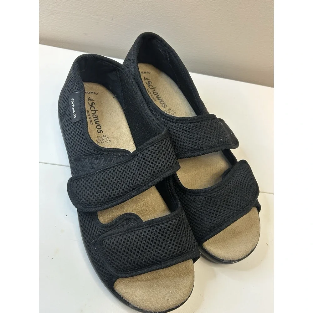 Schawos‎ Anatomic Orthotic Black Sandals EU 44 Slip Resistant Soles Men Sz 10.5